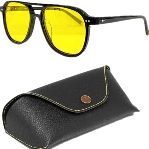 Quality Johnny Depp Pilot Bigrim Polarized Sunglasses UV400 Unisex 55-17-142 Design Italy Acetates Fullrim Men Women GOGGLES