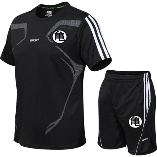 New 2 Pieces Sets Sportswear Mens Tracksuit T-shirts Shorts Set Two Pieces Suit Beach Mens Short Sets Clothing 2021 Summer