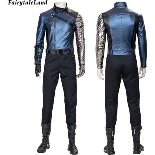 Halloween Carnival Winter Cosplay Captain James Costume Bucky Outfit Superhero Suit Fancy Soldier Machine Arm Armour Clothing