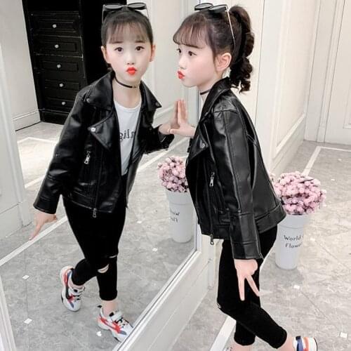 2021 new spring autumn/winter/summer Girls Kids Boys PU leather jacket comfortable cute baby Clothes Children Clothing