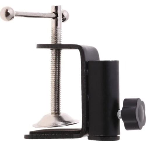 Aluminum Alloy Iron Cantilever Bracket Clamp with Hole Adjustable Thumb Screws Non-Slip Mat for Mic Stand Desk Clip 50LA
