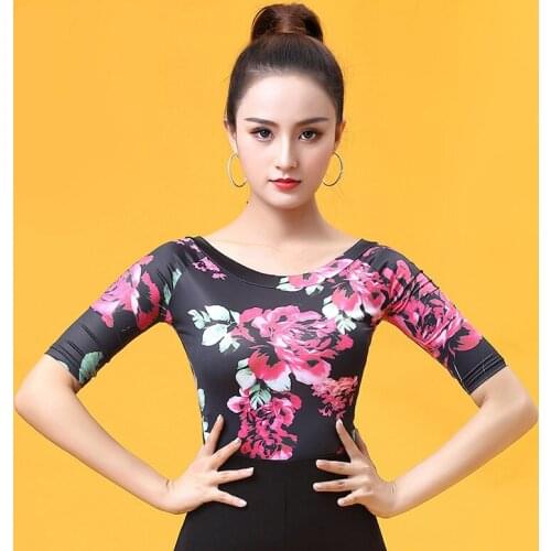 Fashion Ballroom Modern O-neck Sexy Latin Dance Clothes Top for Female/Women/Lady,Half-sleeve Costume performance wear YT0513