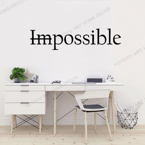 Motivational Impossible Quotes Office Phrase Vinyl Wall Sticker Decals For Living Room Bedroom Classroom Wallpaper Decor rb693
