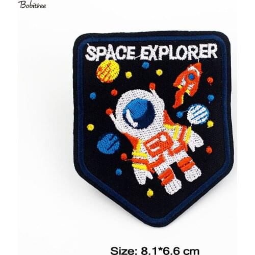 Space Motif Planet Cartoon Patches Iron on Embroidered Badges for Kids Cloth Handmade Stickers for Jacket Jeans Decoration