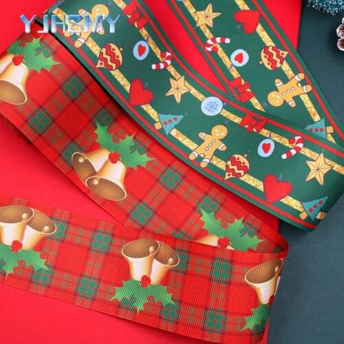3"(75mm) 2Yards Christmas Double Sided Cartoon Grosgrain Ribbons,Bow Cap Accessories Party Gift Wrap DIY Handmade 201031-7