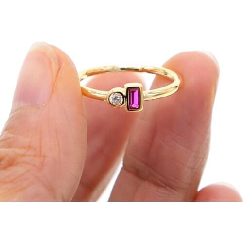 Time-limited Special Offer Wedding Anillos Bezel Setting Crystal Women Ring Delicate Thin Tiny Color Rings For Finger