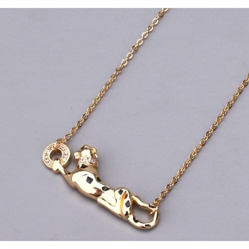 18K Gold Plated Leopard Crystal Zircon Copper Animal Collar Necklace Brand Panther Leopard Wedding Bridal Elegant Gift