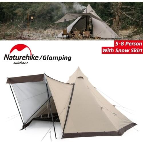 Naturehike Outdoor Camping Hexagonal Pyramid Large Tent Portable 150D Oxford Cloth 3-4 Person With Hall Tent Aluminum Alloy Rod