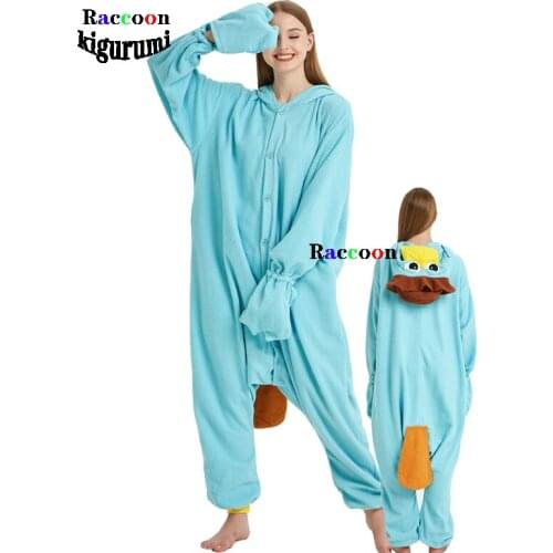 XXL Men Kigurumi Platypus Onesie Pajamas Cartoon Animal One-Piece Sleepwear Boy Christmas Family Cosplay Costume Nightclothes
