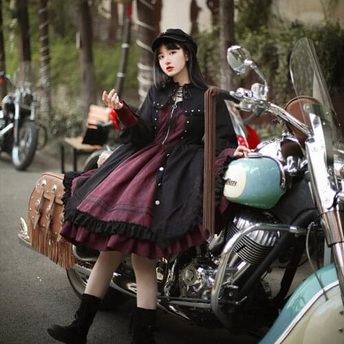 Palace princess sweet lolita dress retro rivet elegant high waist victorian dress kawaii girl gothic lolita op loli cosplay