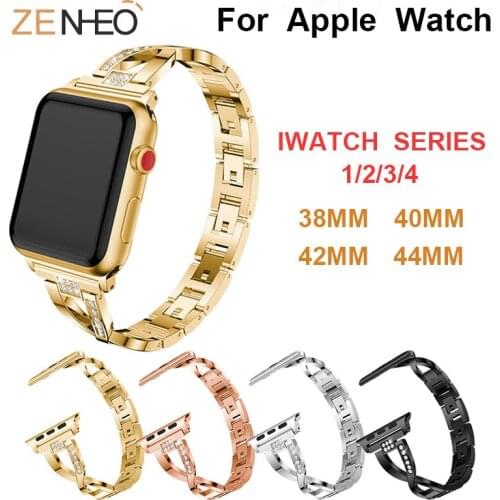 Metal strap Womens bracelet For Apple Watch band 40mm 44mm 38mm 42mm Rhinestone for iWatch band series 4 3 2 1 straps wristband
