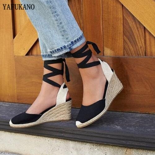 Summer Espadrille Ankle Strap Sandals Comfortable Slippers Ladies Womens Casual Shoes Breathable Flax Hemp Canvas Pumps