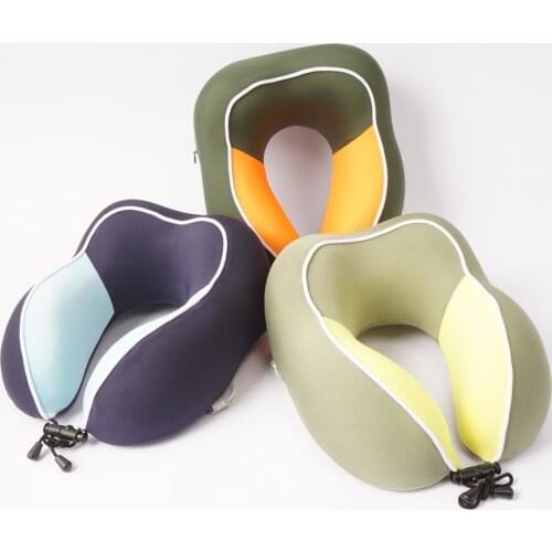 Detachable U Shaped Memory Foam Travel sleeping Pillows Car Plane Pillows Neck Soft Ice velvet Pillows Cushion Home Outdoor