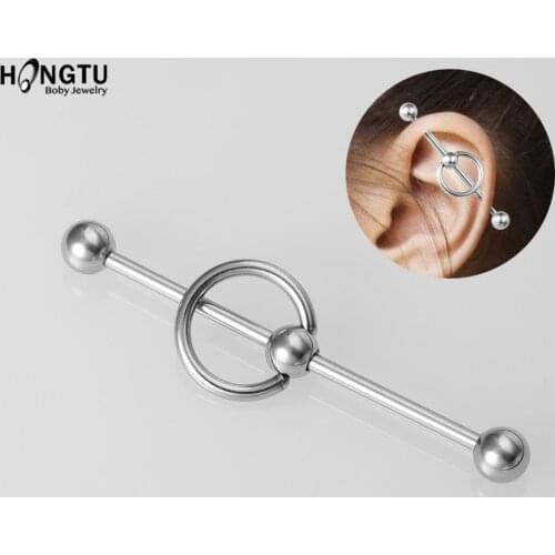1PC New 38mm Surgical Steel Industrial Barbell Helix Cartilage Earring Unisex Industrial Piercing CBR Body Piercing Jewelry 14G