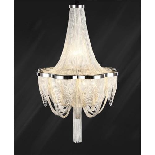 Modern LED Hanging Lamp Handmade Waterfall Chandelier Living Room Dining Room Bedroom Aluminum Chain Tassel Lamp PA0028