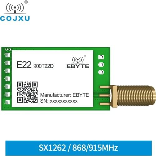 E22-900T22D SX1262 850.125-930.125MHz 22dBm 5km Range Range 5V UART GPIO ISM Band 868Mhz LoRa RF Module