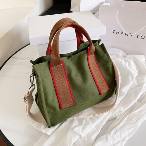 Vintage Large Capacity Tote Women Handbags Casaul Canvas Shoulder Bags Wide Strap Crossbody Bag Lady Big Shopper Bag Purses 2021