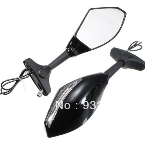 Pair Integrated Turn Signal LED Mirrors For Honda CBR600 Suzuki Yamaha Kawasaki Ducati Motorcycle