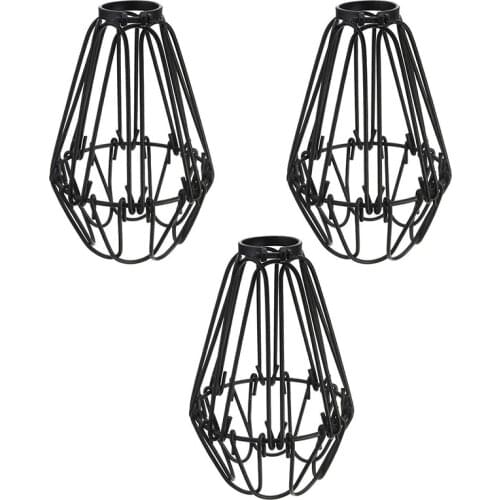 LBER 3 Pcs Iron Bulb Guard Lamp Cage, Ceiling Fan and Light Bulb Covers, Industrial Vintage Style Hanging Pendant Light Fixture