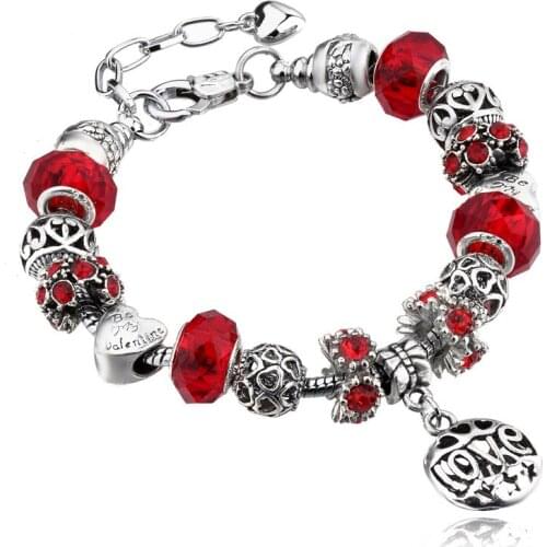 SZELAM 2019 Fashion Heart Love Crystal Bracelets&Bangles For Women Charm Bracelets Jewelry Handmade Flower Bracelet SBR190426