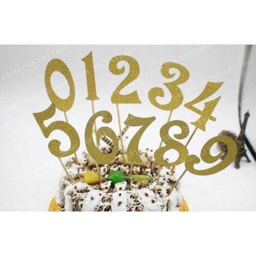 10pcs Glitter (0-9) Numbers Personalized Cake Topper Wedding Birthday Christening Baptism Cupcake Party Decorations Baking Pick