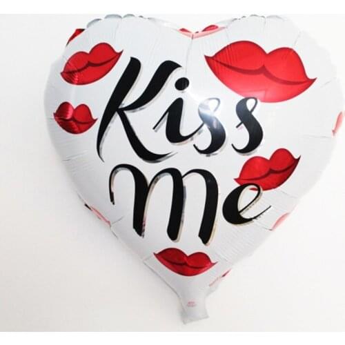 10pcs/lot 18 Inch Kiss Me Foil Balloon Red Heart Love Helium Ballons Wedding Party Decoration Ballons Valentines Day Balls