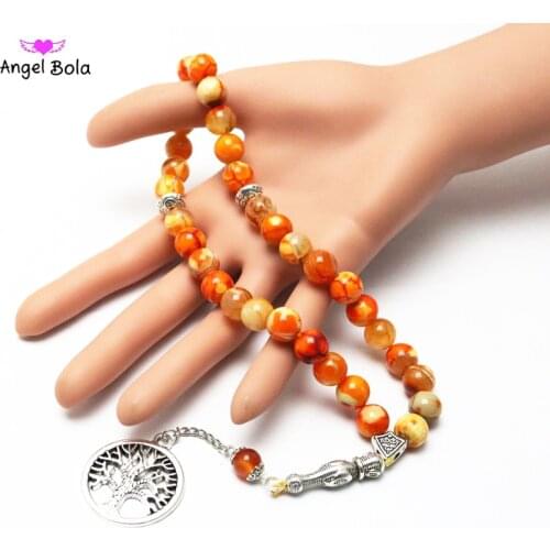100% Original Natural Yellow Agates Stone Tesbih Islamic Prayer Beads Tasbih Muslim Prayer Beads Rosary Misbaha Tasbeeh Sibha