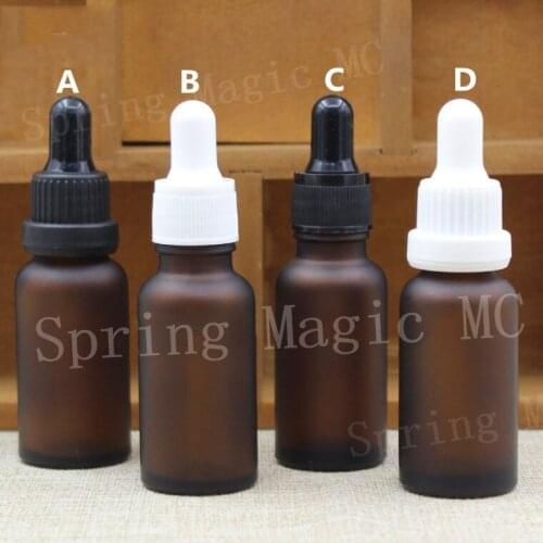 1000PCS 30ML Frosted Amber Glass Bottle With Plastic Ring Essential Oil Dropper Bottle For Eye Essence Refillable EmptyContainer