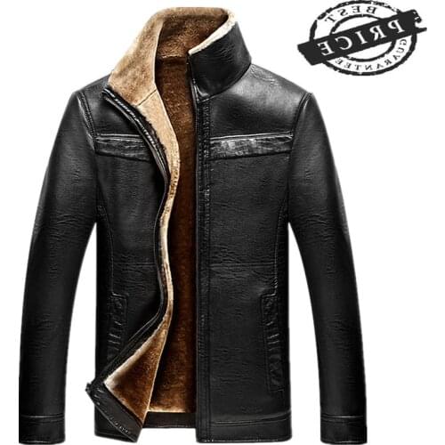 2021 Casual Winter PU Leather Jacket Men Warm Outerwear Jaqueta Masculino Couro M-5XL Black Chaqueta Cuero Hombre CJ22a