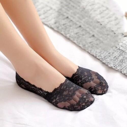 3pair Lace Socks with Print Ankle Feet Cute Summer Woman Slippers Short Invisible Cotton Transparent Boots Cool Tines for Girls