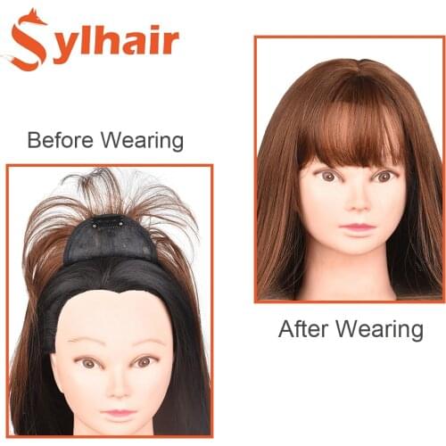 3D Air Bangs Top Hair Pieces Bangs Hand-Made Half Head Wig Stright Natural Fluffy Invisible Seamless Replacement Synthetic Hair