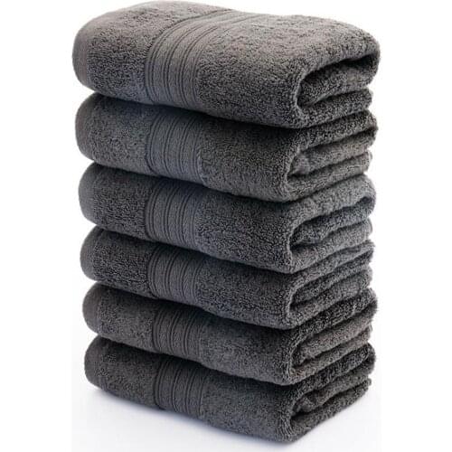 6PC Towels Set Soft Absorbent Thick Cotton Solid Hand Face Towels Household hotel bathroom Beach Thick Towels Washcloth #40