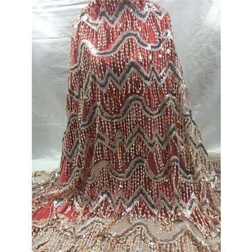 Fringe sequins 5yards new arrive embroidered tulle lace fabric with sequins for sawing bridal wedding dress BZL-102450