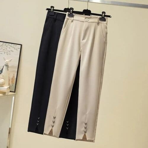 Pants Women Loose Wild Trend High Waist Irregular Suit Trousers 2021Spring Autumn New Casual Straight Cropped Trousers Ladies526