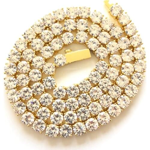 3mm-6mm Iced Out Bling AAA Zircon 1 Row Tennis Chain Necklace Men Hip hop Jewelry