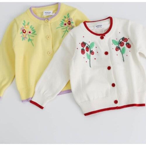Kids Embroidery Cardigan Tops Toddler Baby Girls Sweaters Infant Baby Girls Cardigan Tops Autumn Kids Knitting Coat