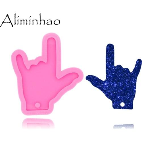 DY0118 Shiny Silicone I Love You In Sign Language Hand Molds DIY Epoxy Resin Molds for Jewelry Decorative Craft Mold