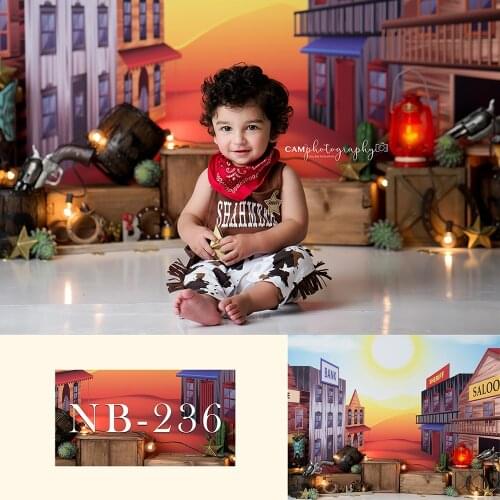 Wild West Backdrops Farm Western Cowboy Wood Barn Saloon Sunset Baby Birthday Photography Background for Photo Studio Photocall
