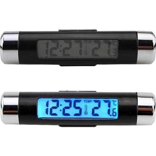 Hot Sale 2 In1 Car Clock Thermometer LCD Digital Blue Car Backlight Automotive Thermometer Clock Calendar With Clip