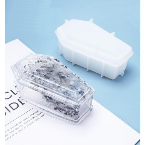 Coffin Trinket Box Silicone Mold Halloween Gothic Container Mold Kawaii Goth Resin Art Supplies Silicone Mold for Resin Making