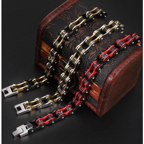 Foreign trade jewelry supply fashion trend cycling chain men titanium steel bracelet multi-color optional