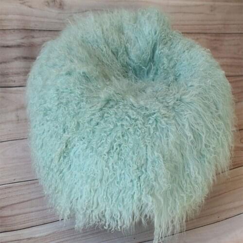 Mint Long Pile Curly wool Blanket Newborn Posing Fabric Chunky Layer Infant Baby Thick Backdrops Studio Phtograpy Backdrop Props