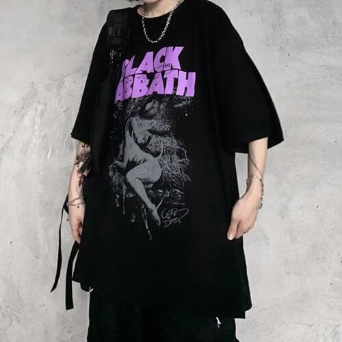 2020 New Half-Sleeved High Street Short-Sleeved T-Shirt Female Summer Harajuku Style Cotton Loose Student Dark Black Retro Shirt