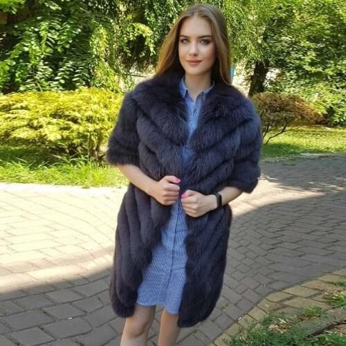 2021 New Style Real Fur Coat Natural Fox Fur Jacket Female Winter Warm Leather Coat Free shipping