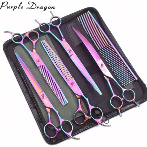Scissors for Dogs Professional 8" JP 440C Pet Grooming Scissors Purple Dragon Chunker Shears Animal Thinning Shears Dropshipping