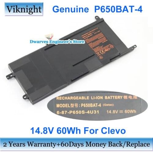 Genuine Clevo P650BAT-4 6-87-P650S-4U31 battery for Clevo P650SG P650SA P650SE 14.8V 60Wh Hasee Z7 Series Li-ion Laptop Battery