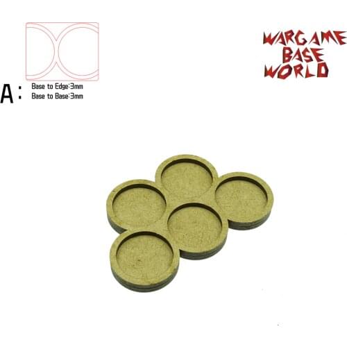 Wargame Base World - Movement Tray - 5 round 25mm - derangements Shape MDF