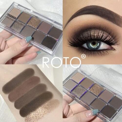 ROTO Acrylic Matte Glitter Eyeshadow Palette Glitter Shimmer and Shine Eye Shadow Makeup Palette Nude Smokey Eye Pigments