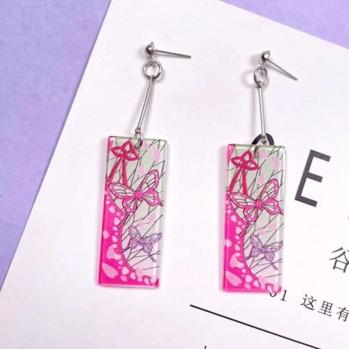 Trumpet Drop Earrings Anime Acrylic Demon Slayer Kimetsu no Yaiba Blade of Ghost Earings For Women Men Gift Earrings