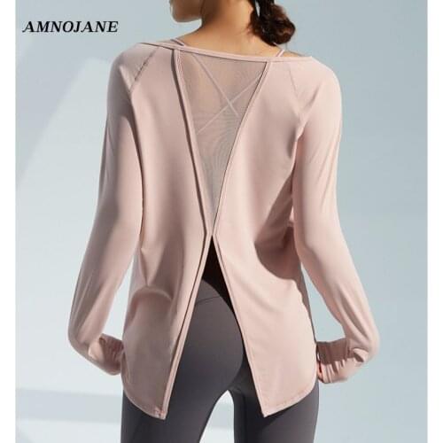 Mesh Top Running Long Sleeve Sport Shirt Women Sports Tops Gym Yoga Sweatshirt Loose T-shirt Fitness Dry Fit Casual Workout Tank